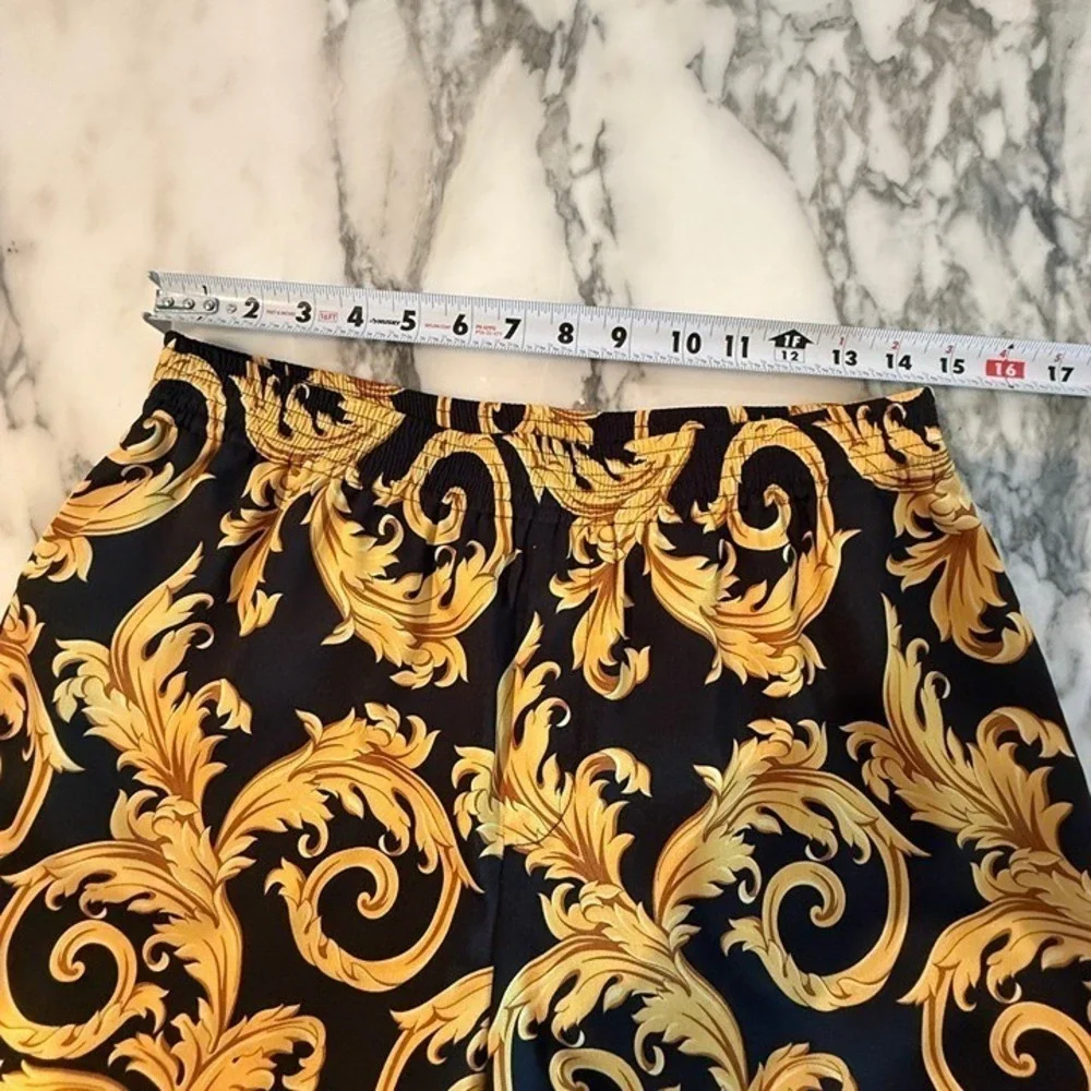 Versace Men'sBaroque Print Twill Poly Shorts Black Gold Print Shorts, sz‎ 48